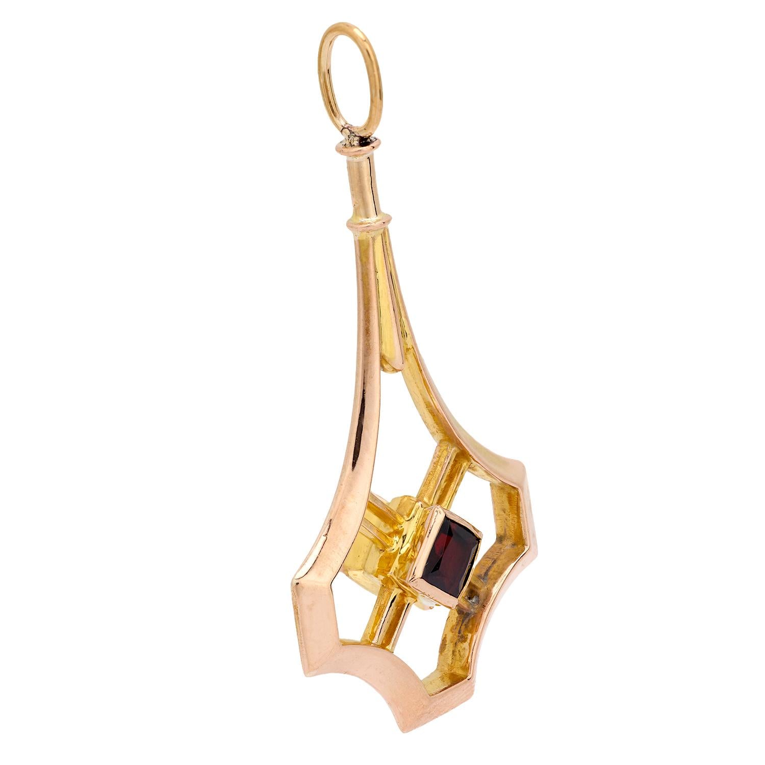 Art Nouveau 14k Garnet Pendant