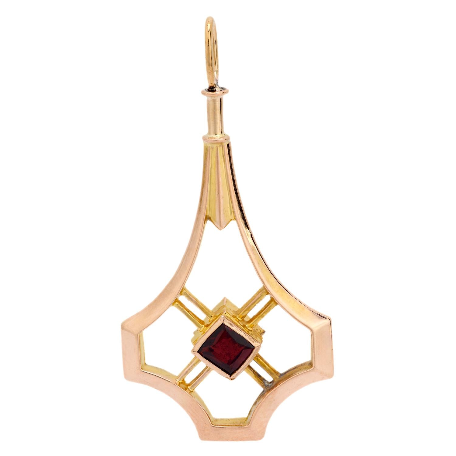 Art Nouveau 14k Garnet Pendant