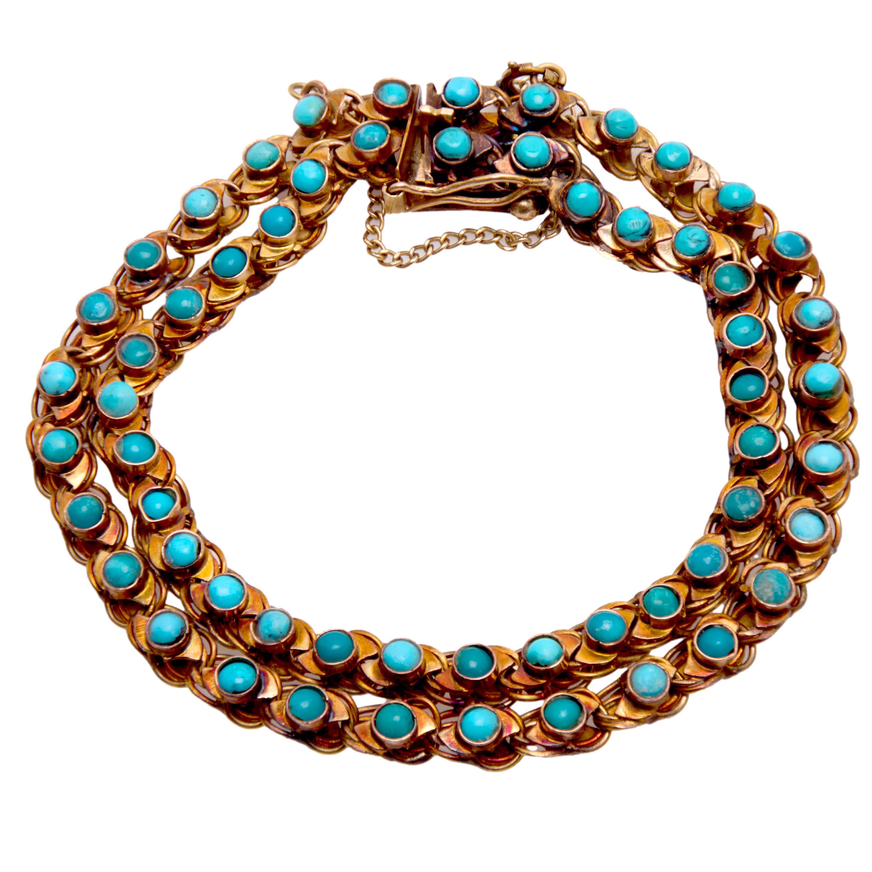 Victorian Russian 14k Turquoise Bracelet