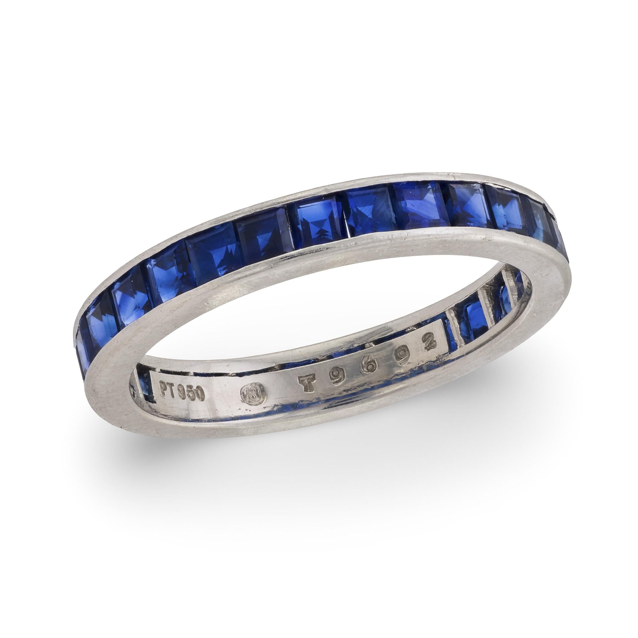 OSCAR HEYMAN Estate Platinum Sapphire Eternity Band