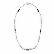 Art Deco 14k Diamond, Onyx, and Agate Chain Necklace