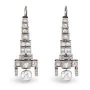 Art Deco Platinum Diamond Dangle Earrings