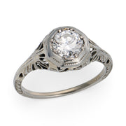 Art Deco 18k Diamond Engagement Ring .72ct