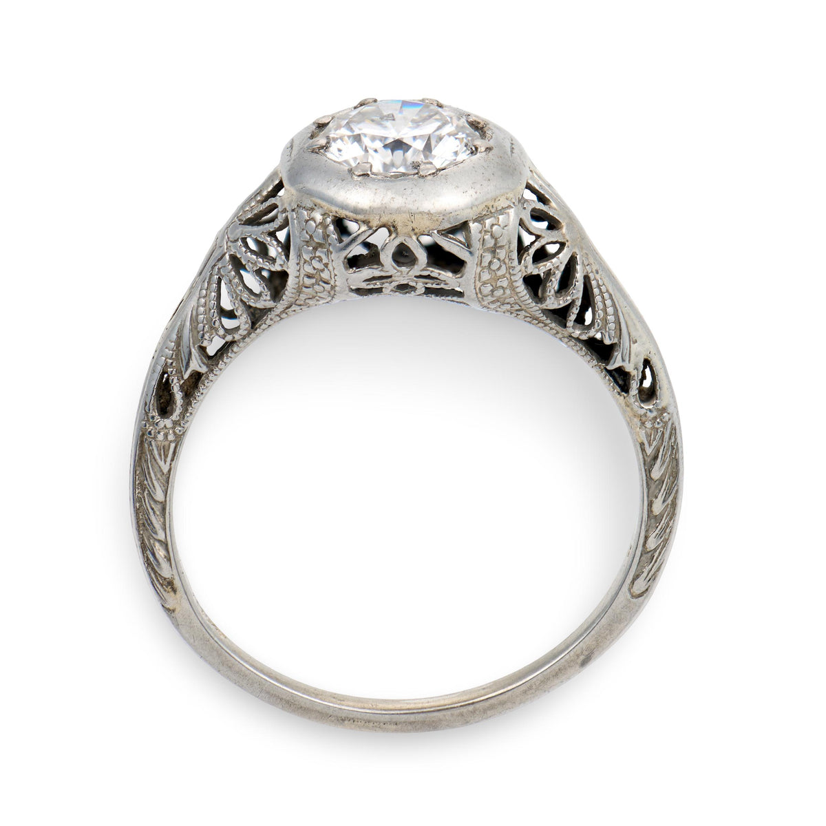 Art Deco 18k Diamond Engagement Ring .72ct