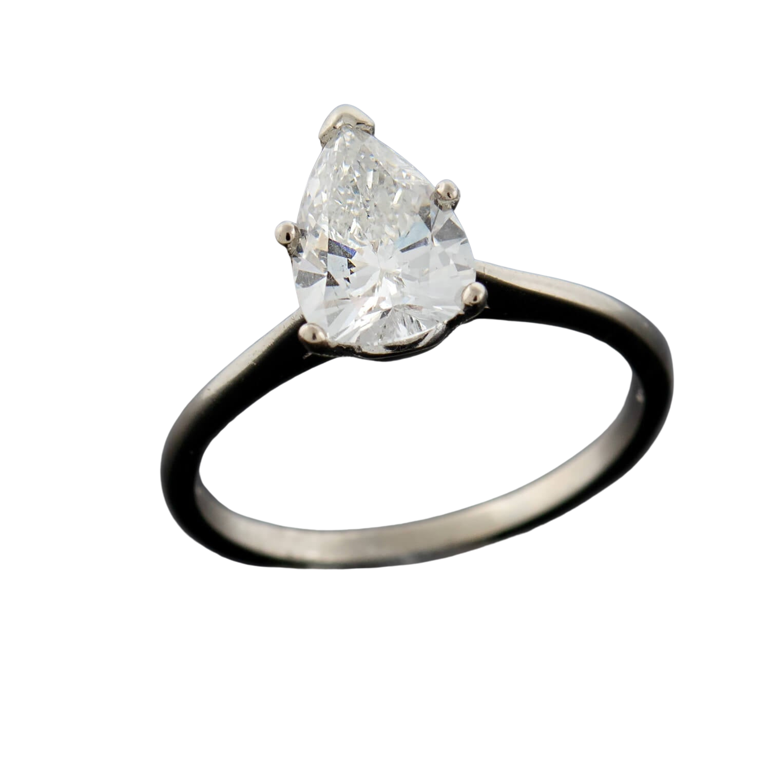 Retro 14k Pear Cut Diamond Ring 1.42ctw