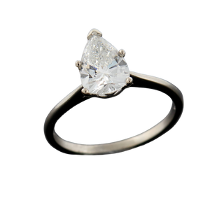 Retro 14k Pear Cut Diamond Ring 1.42ctw