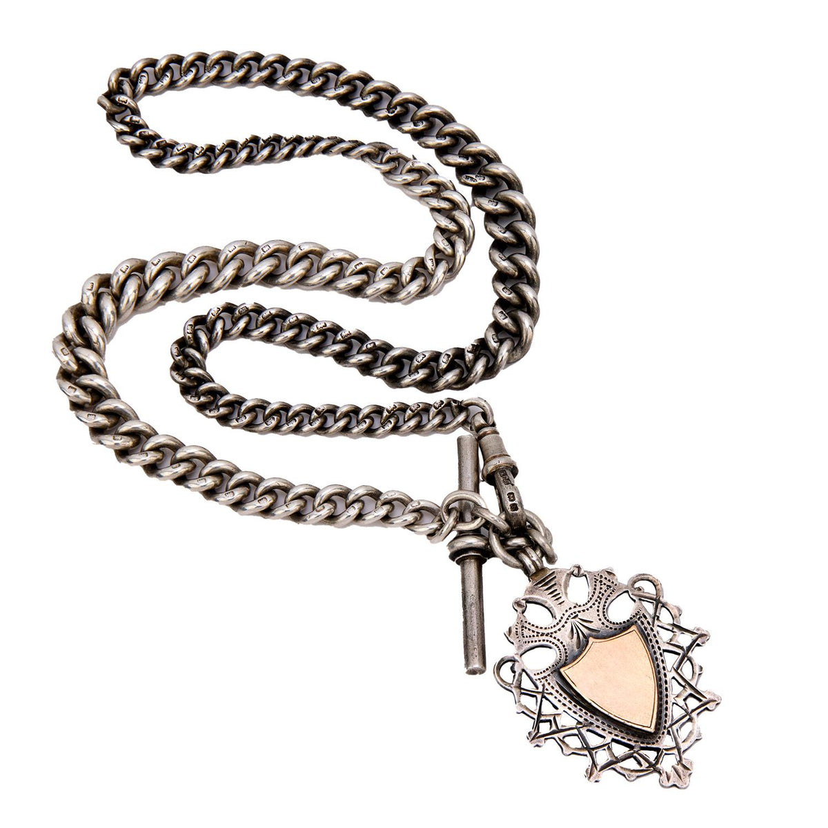 Victorian English 9k/Sterling Silver Medallion Pendant Necklace