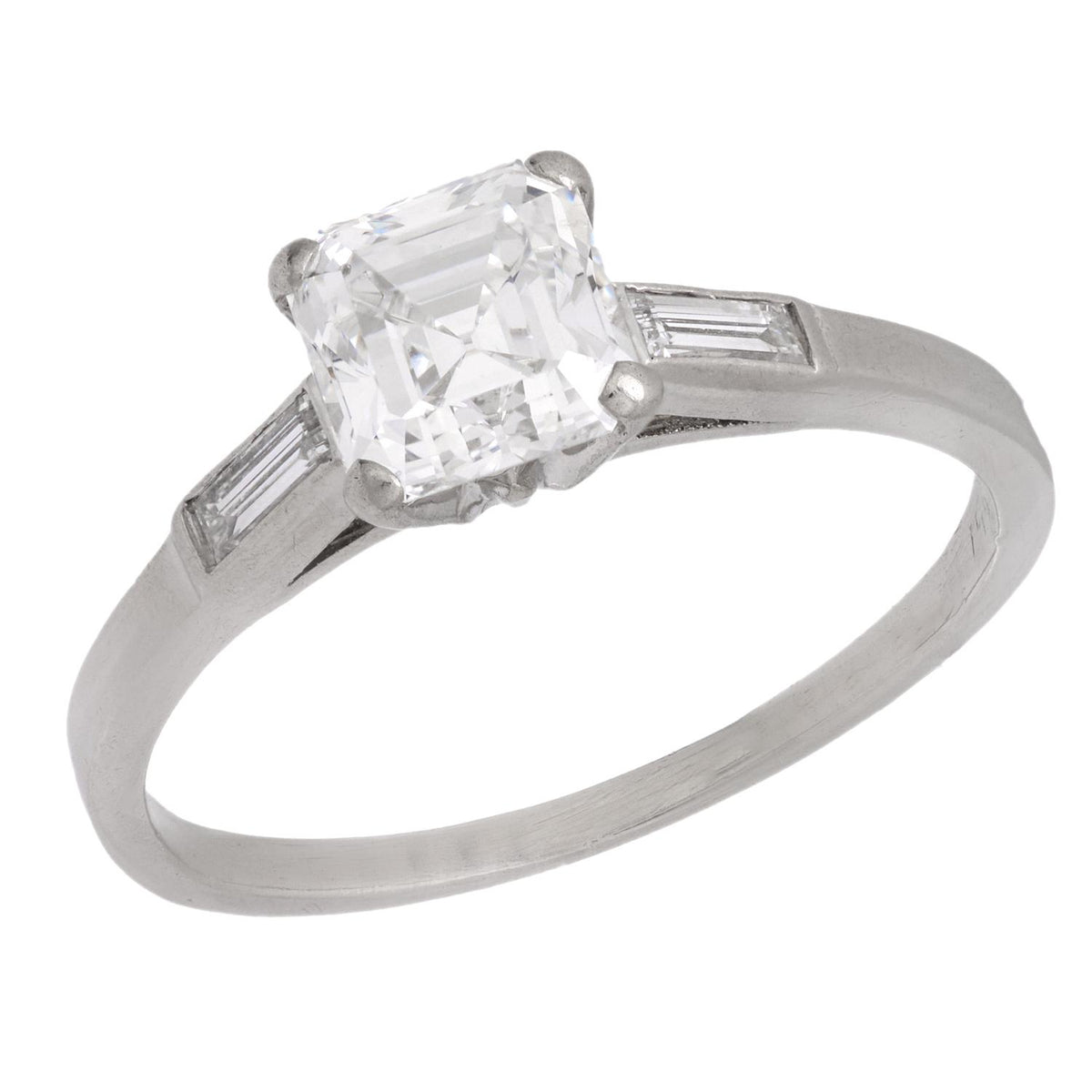 Retro Platinum Diamond Engagement Ring 1.06ct