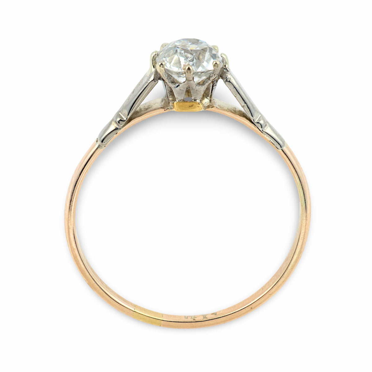 Edwardian English 9k/Platinum Diamond Engagement Ring .62ct