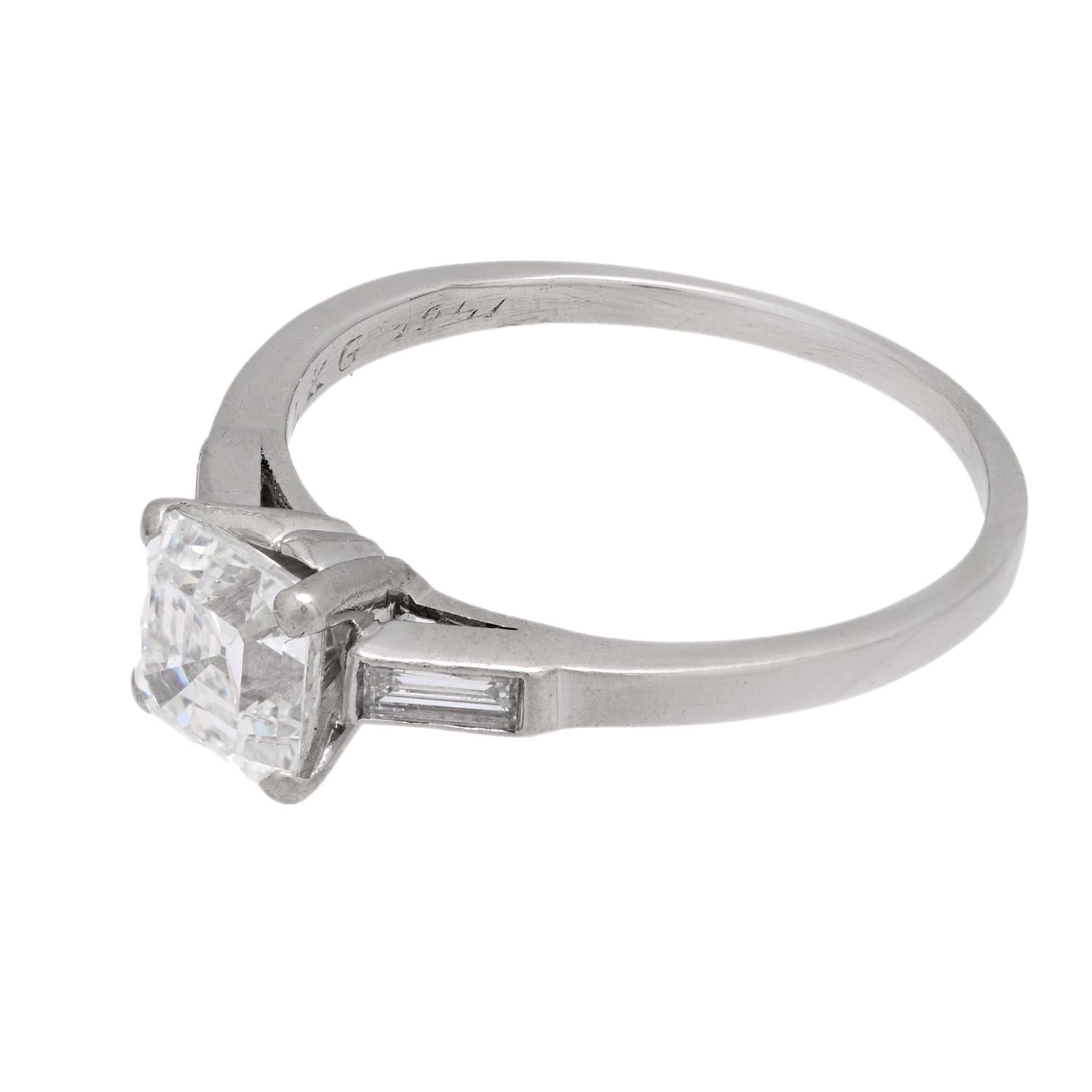 Retro Platinum Diamond Engagement Ring 1.06ct