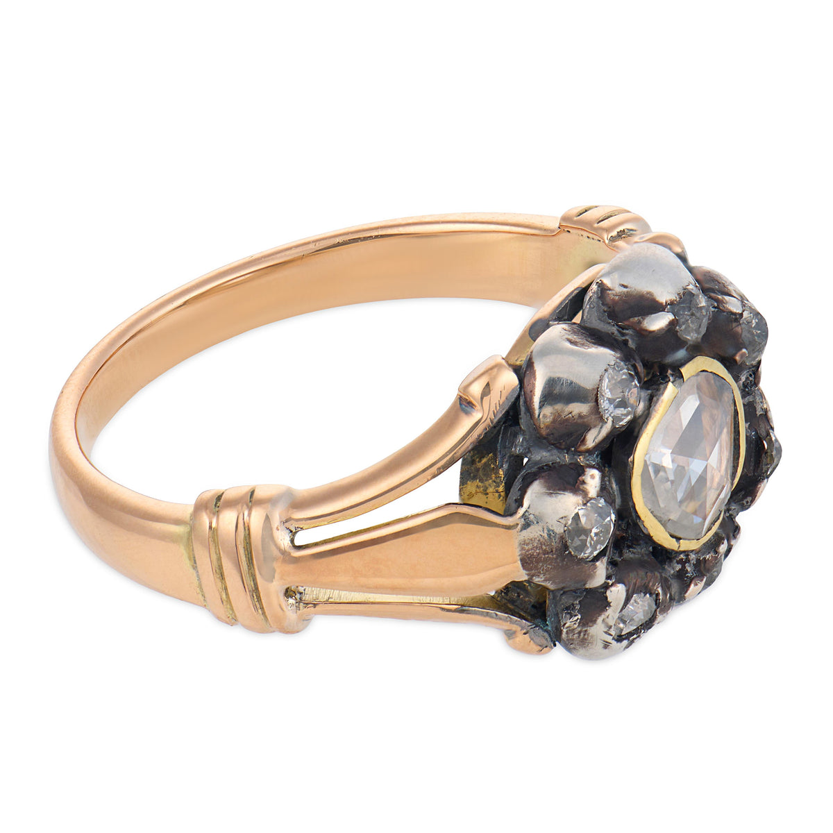 Victorian 14k/Sterling Silver Diamond Halo Ring