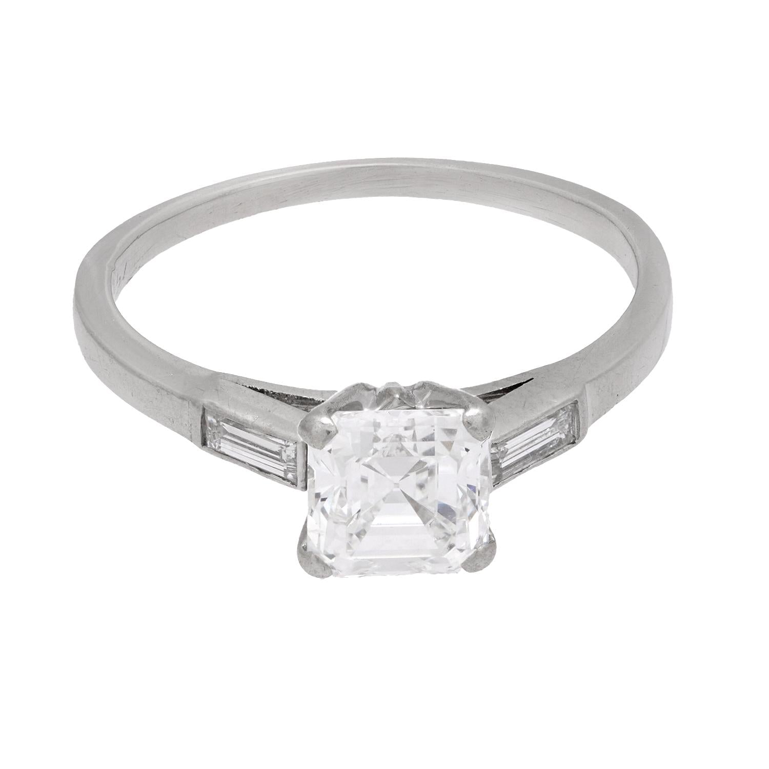 Retro Platinum Diamond Engagement Ring 1.06ct