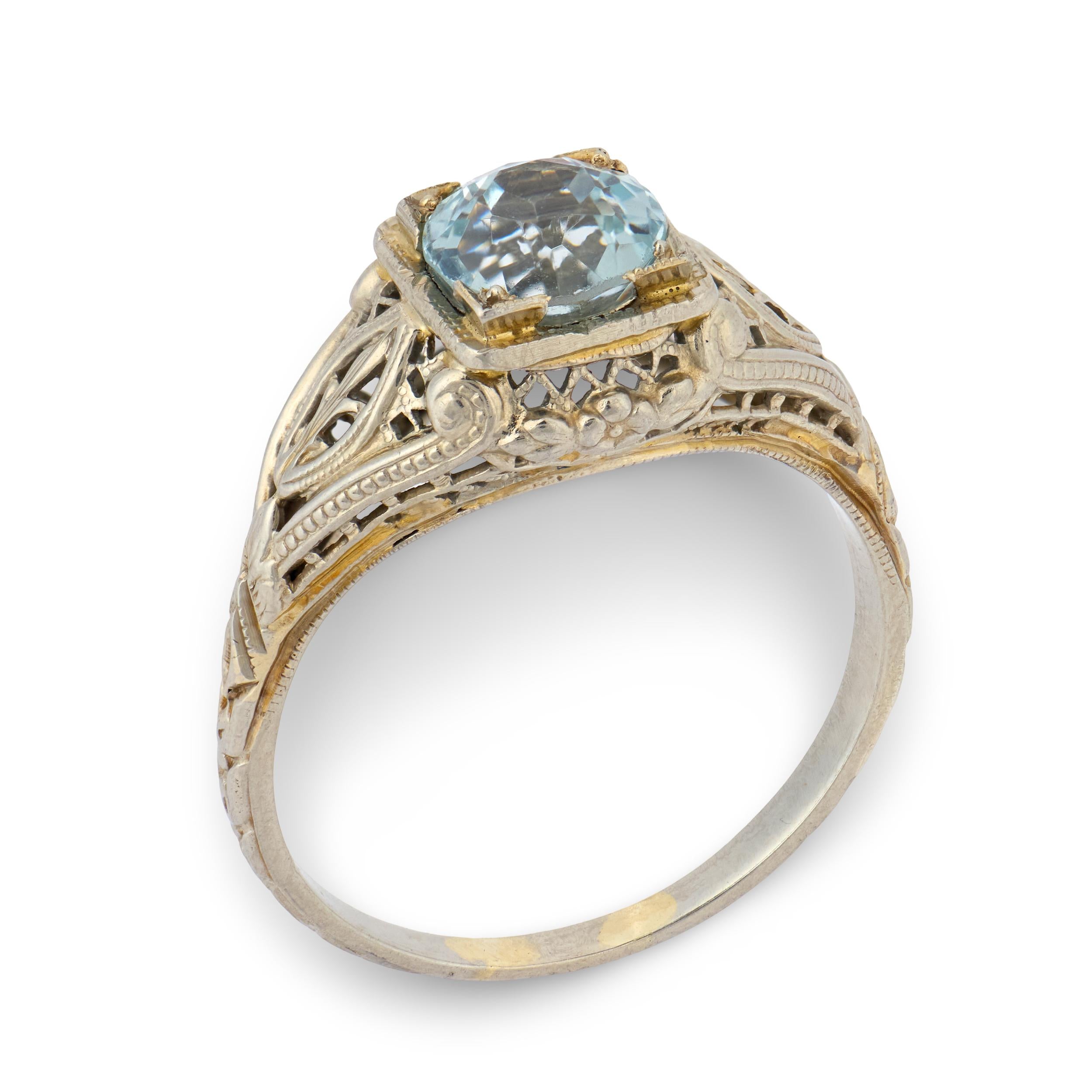 Art Deco 18k Aqua Ring