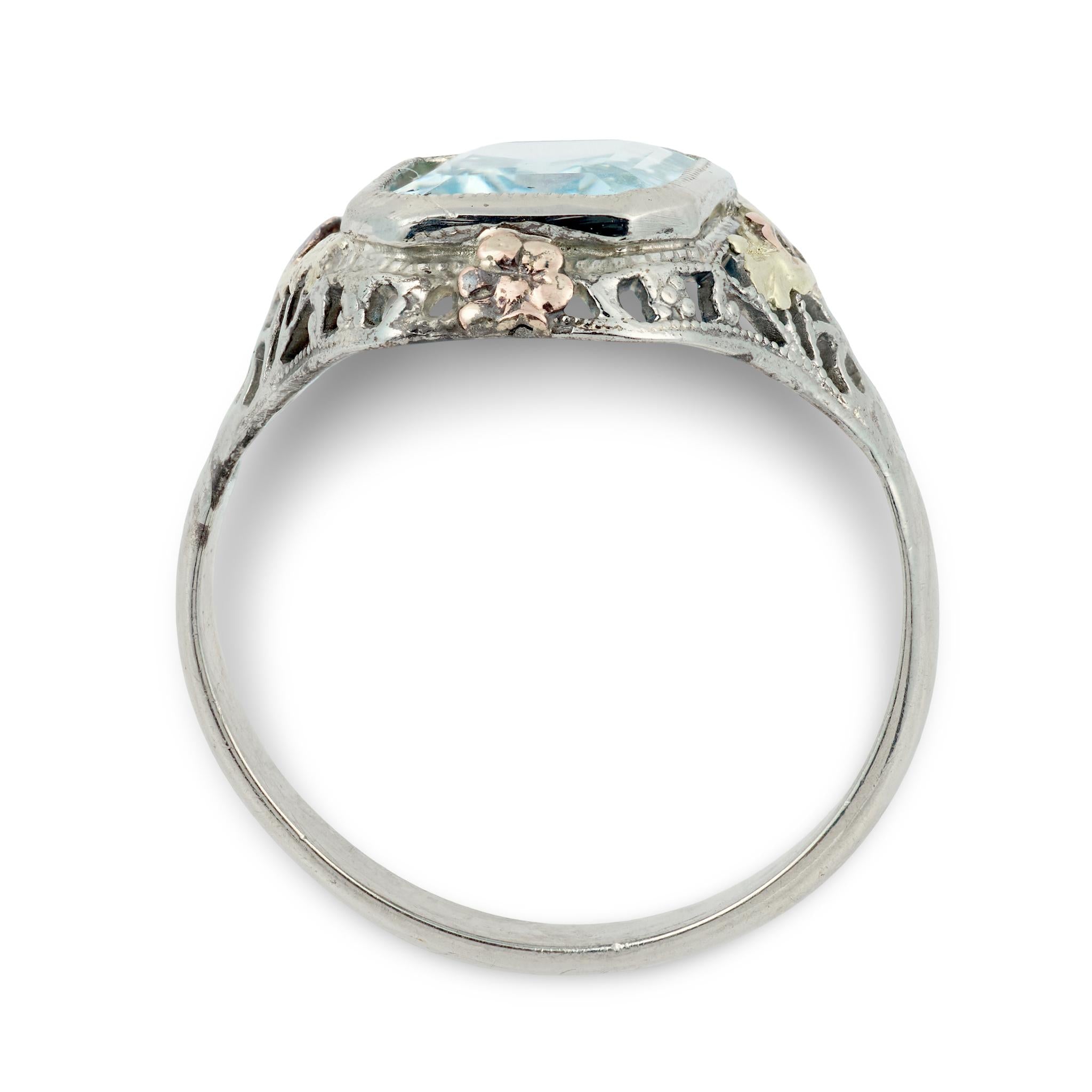 Art Nouveau 14k Aqua Ring