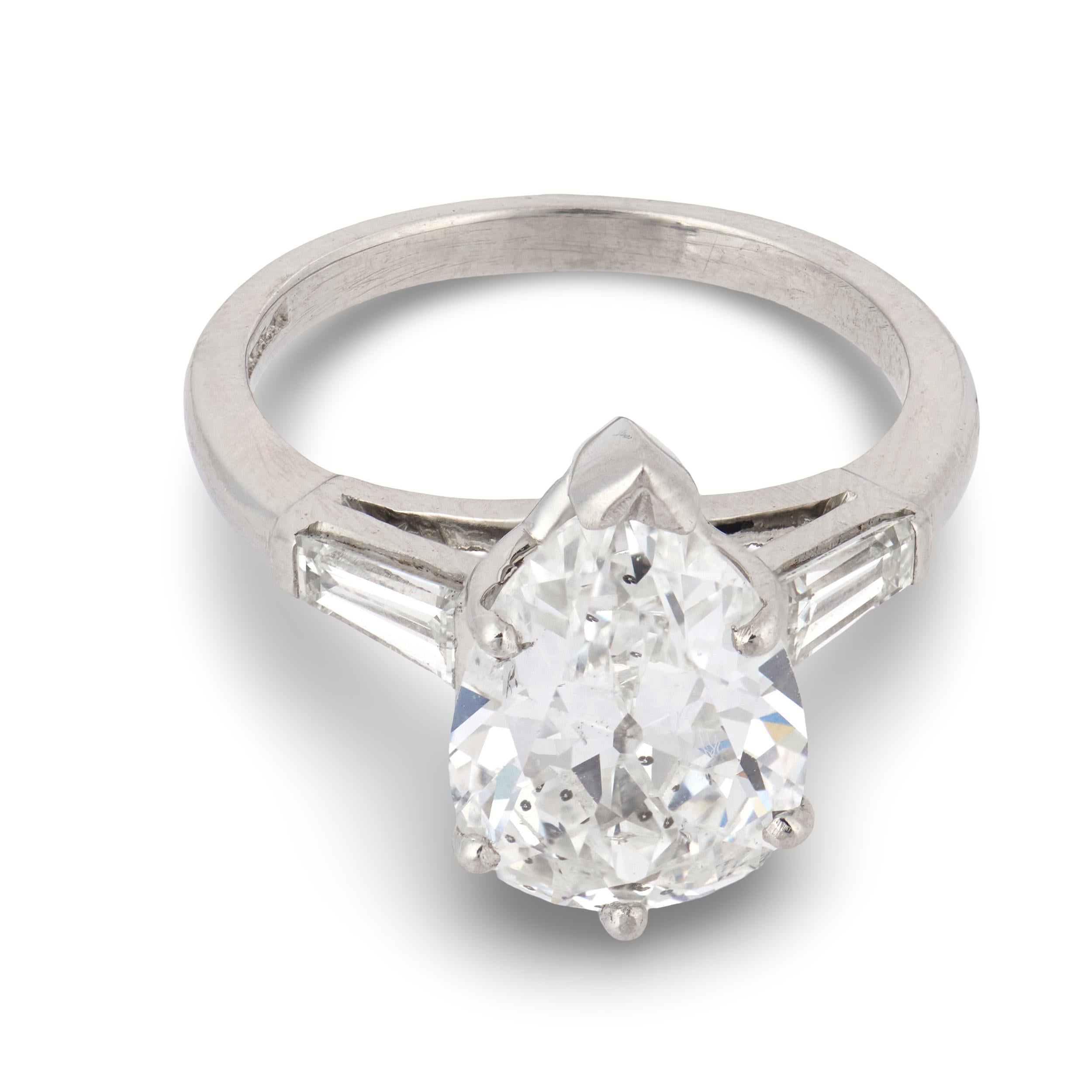 Retro Platinum Diamond Engagement Ring 2.60ct