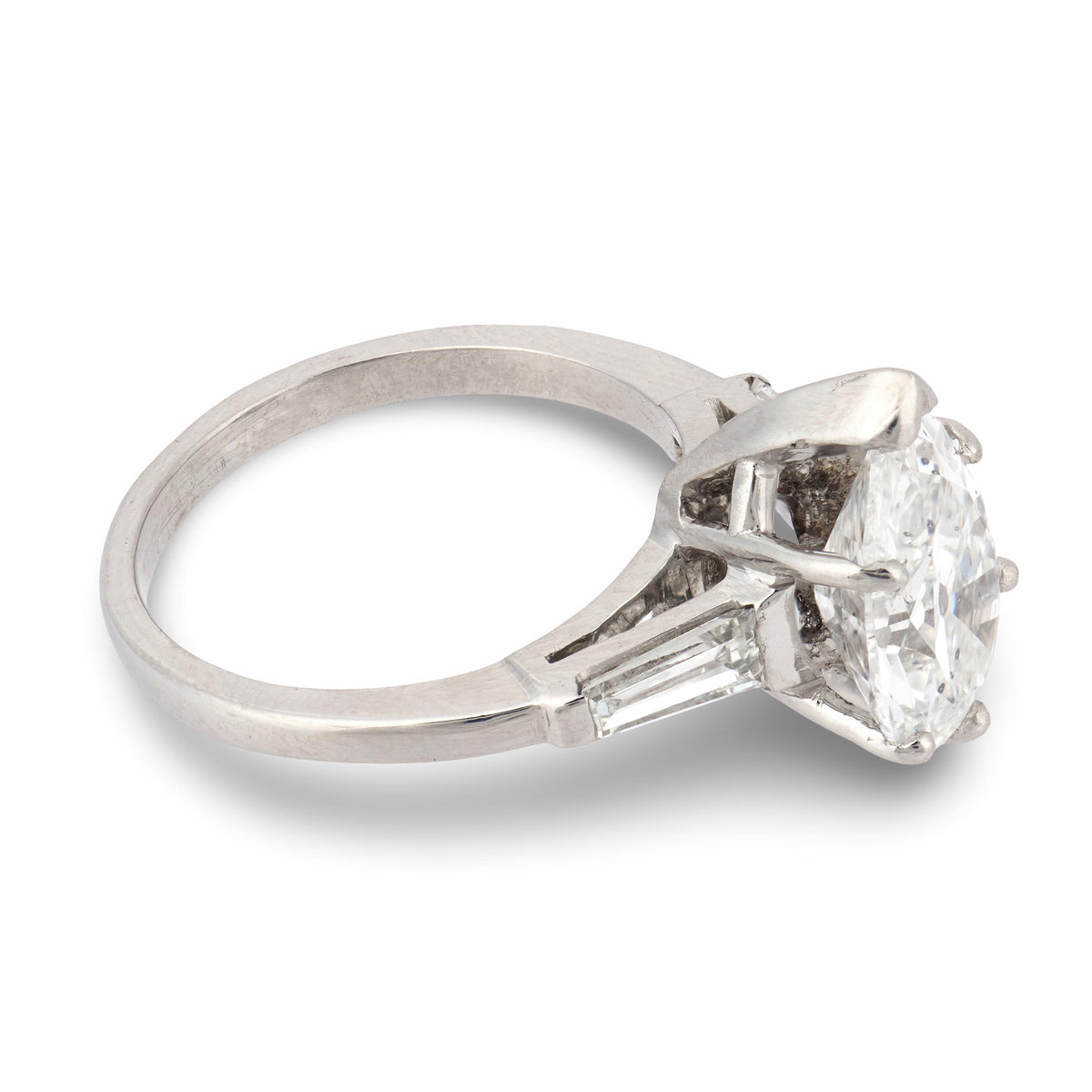 Retro Platinum Diamond Engagement Ring 2.60ct