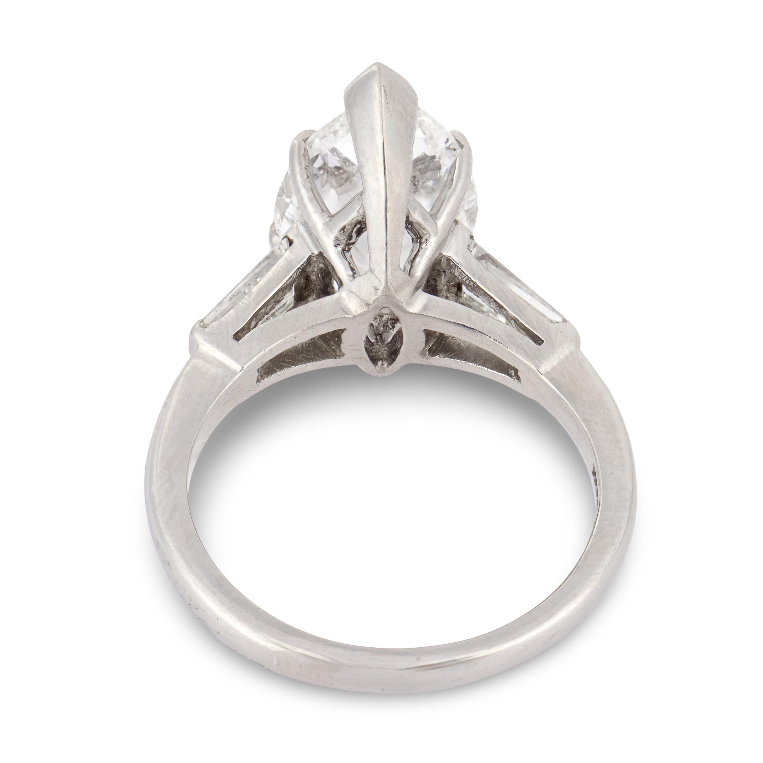 Retro Platinum Diamond Engagement Ring 2.60ct