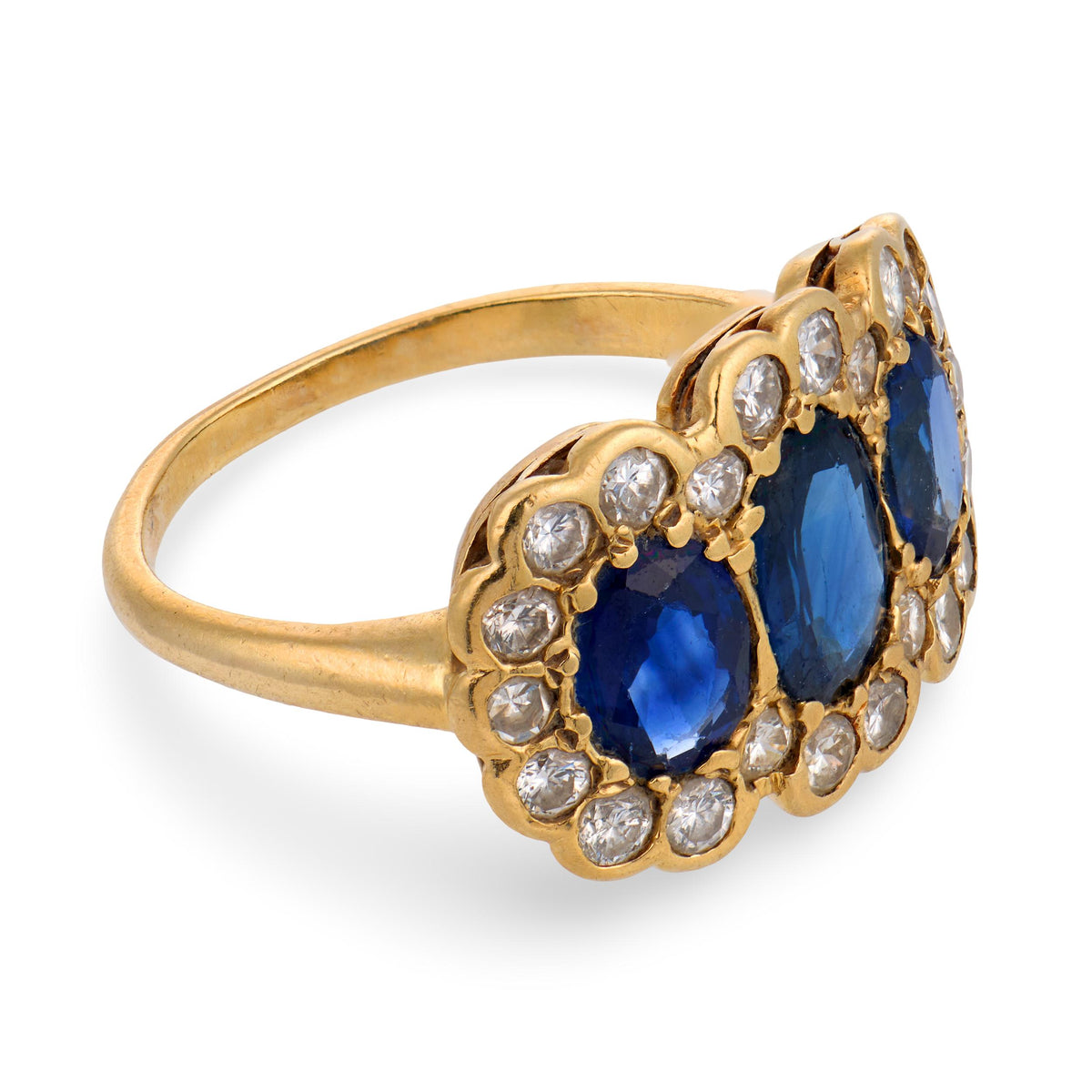 Art Deco 18k Sapphire & Diamond Halo Ring