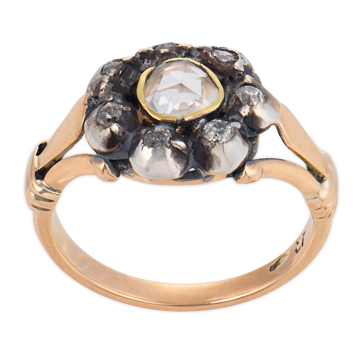 Victorian 14k/Sterling Silver Diamond Halo Ring