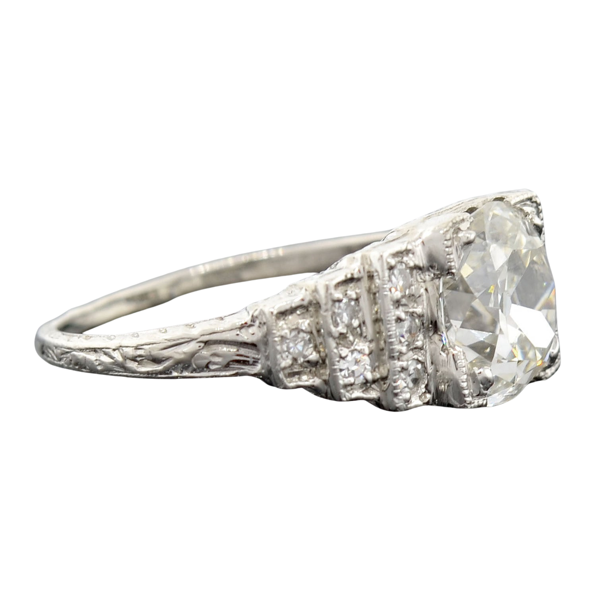 Art Deco Platinum Diamond Engagement Ring 2.16ct