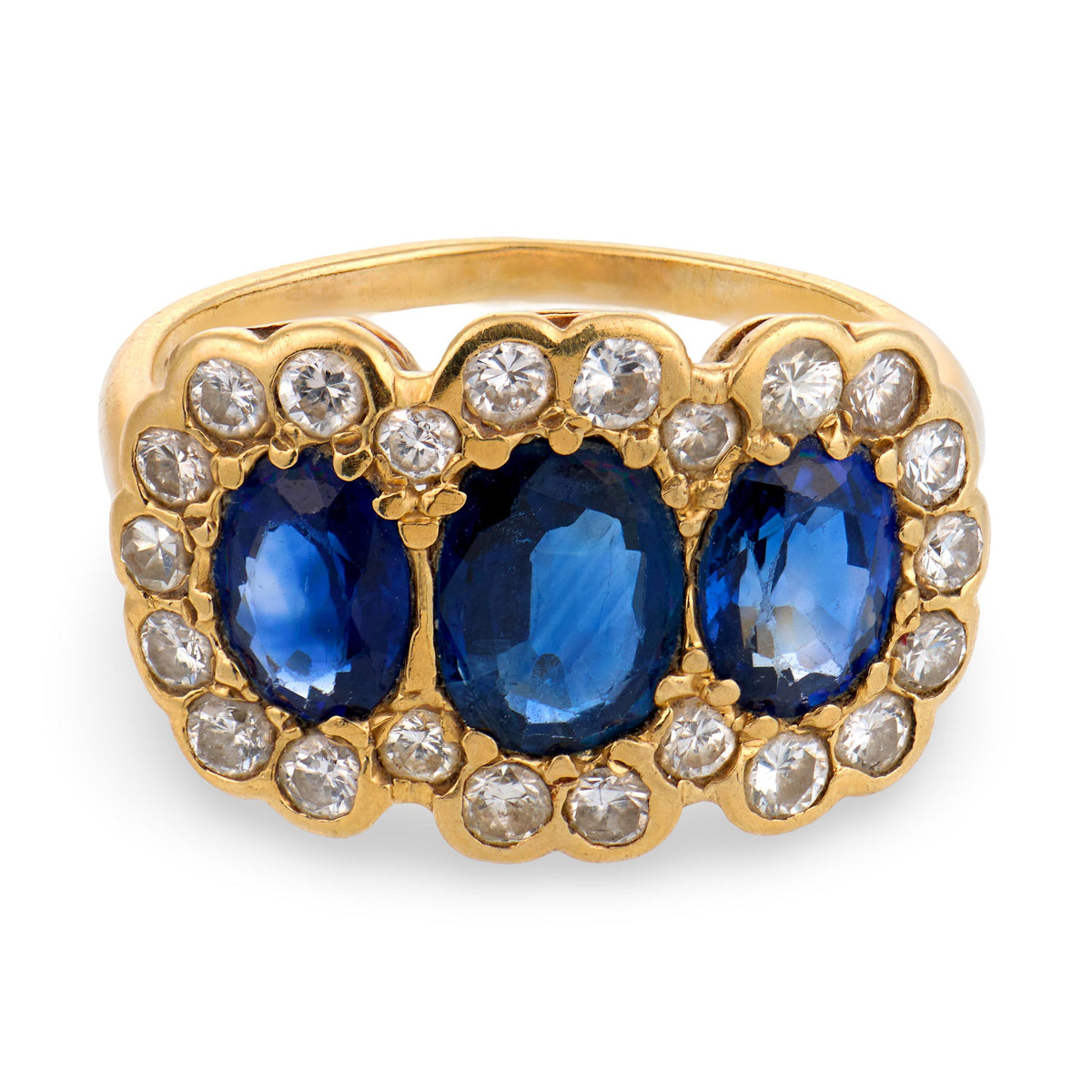 Art Deco 18k Sapphire & Diamond Halo Ring