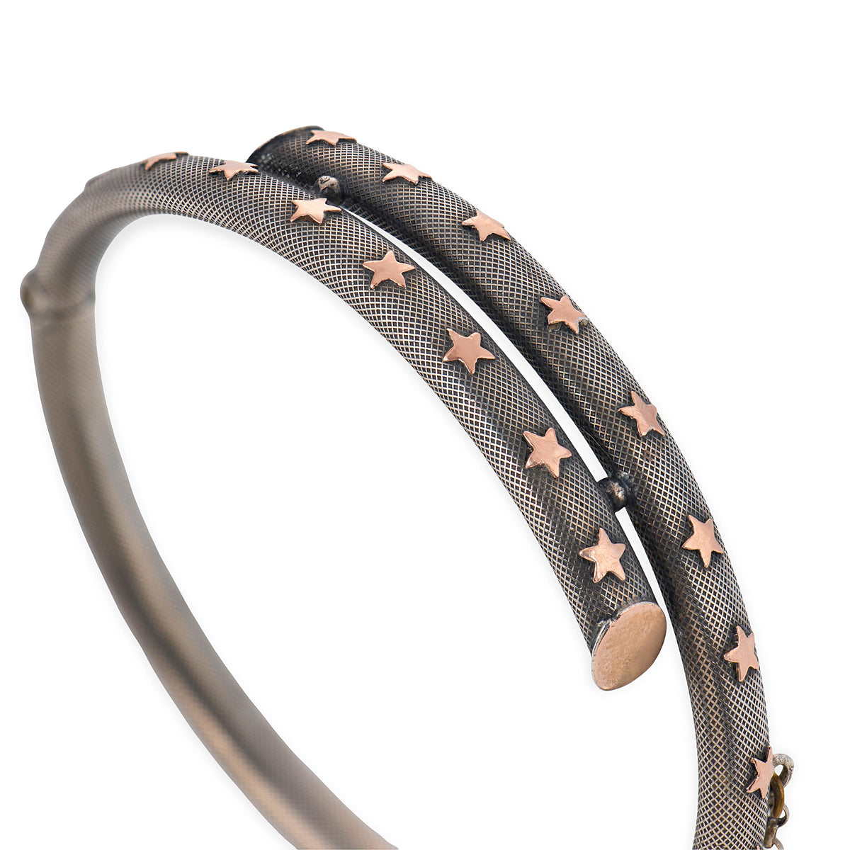 Victorian French 9k/800 Silver Niello Star-Motif Bangle
