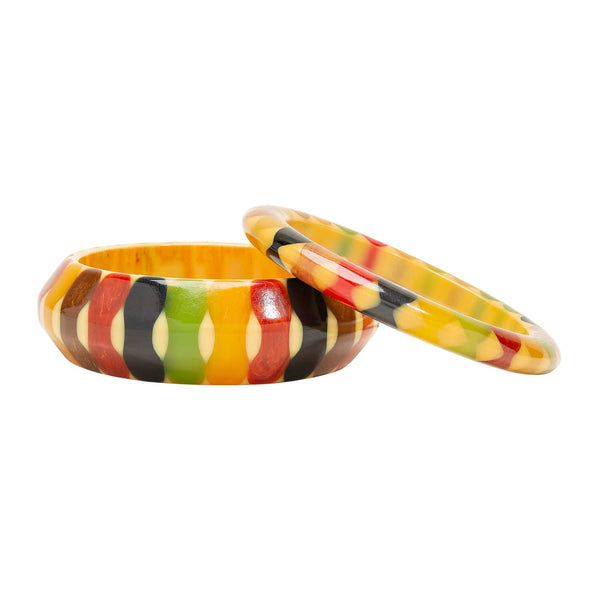 Art Deco Bakelite Multi-Color Bangle Bracelet Set