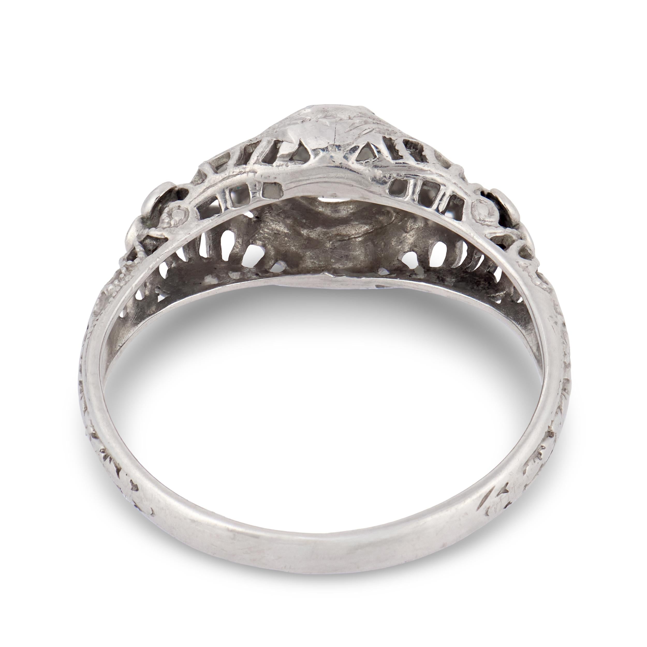 Art Deco 18k Diamond Engagement Ring .45ct