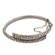 Victorian French 9k/800 Silver Niello Star-Motif Bangle