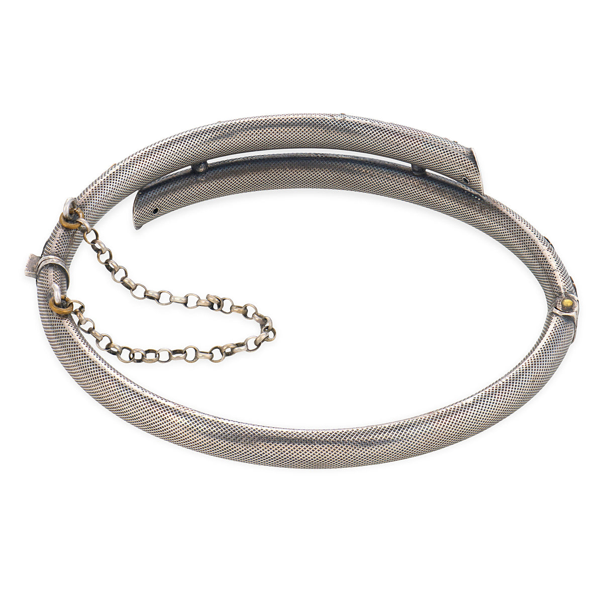 Victorian French 9k/800 Silver Niello Star-Motif Bangle