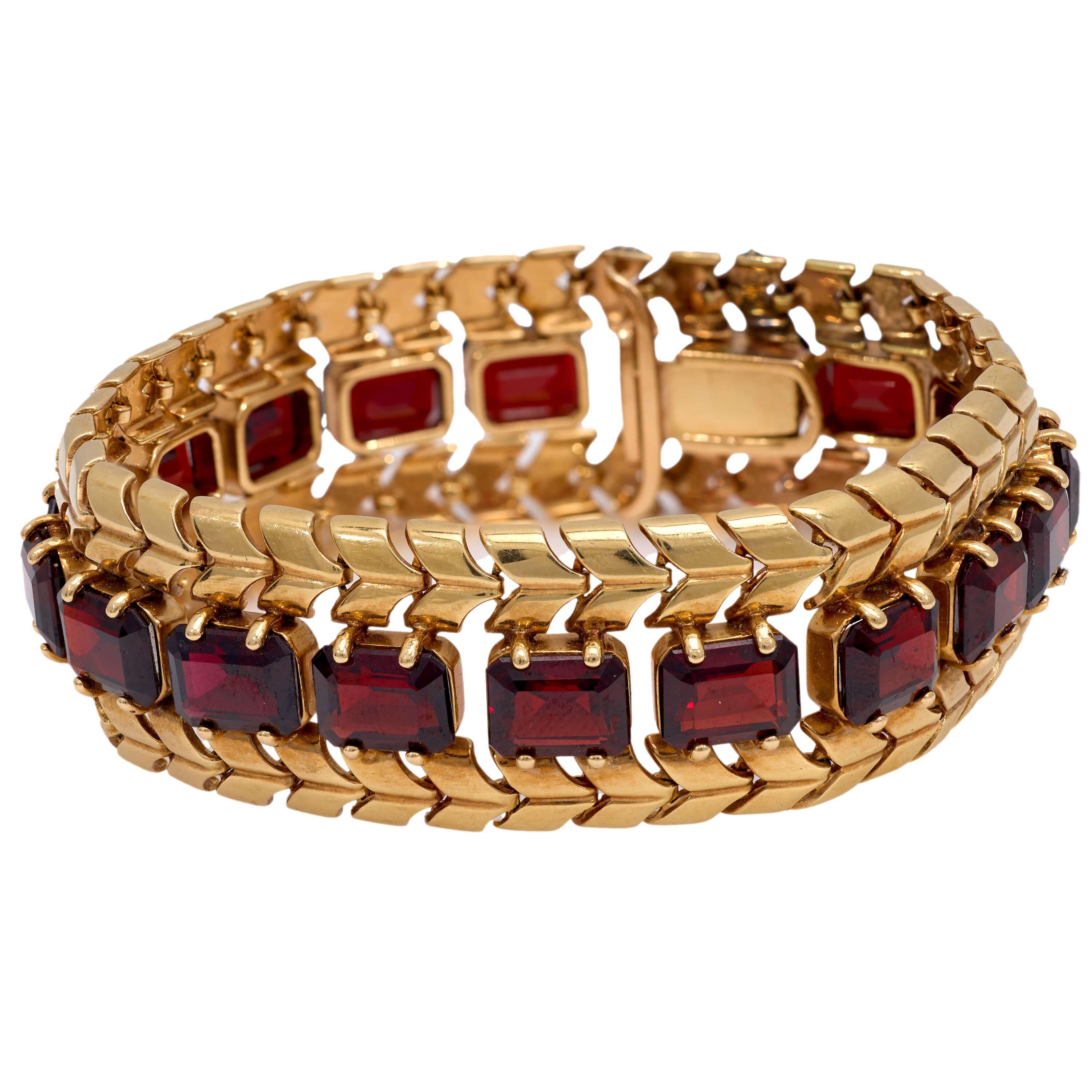 WORDLEY, ALLSOP, & BLISS Retro 14k Garnet Bracelet