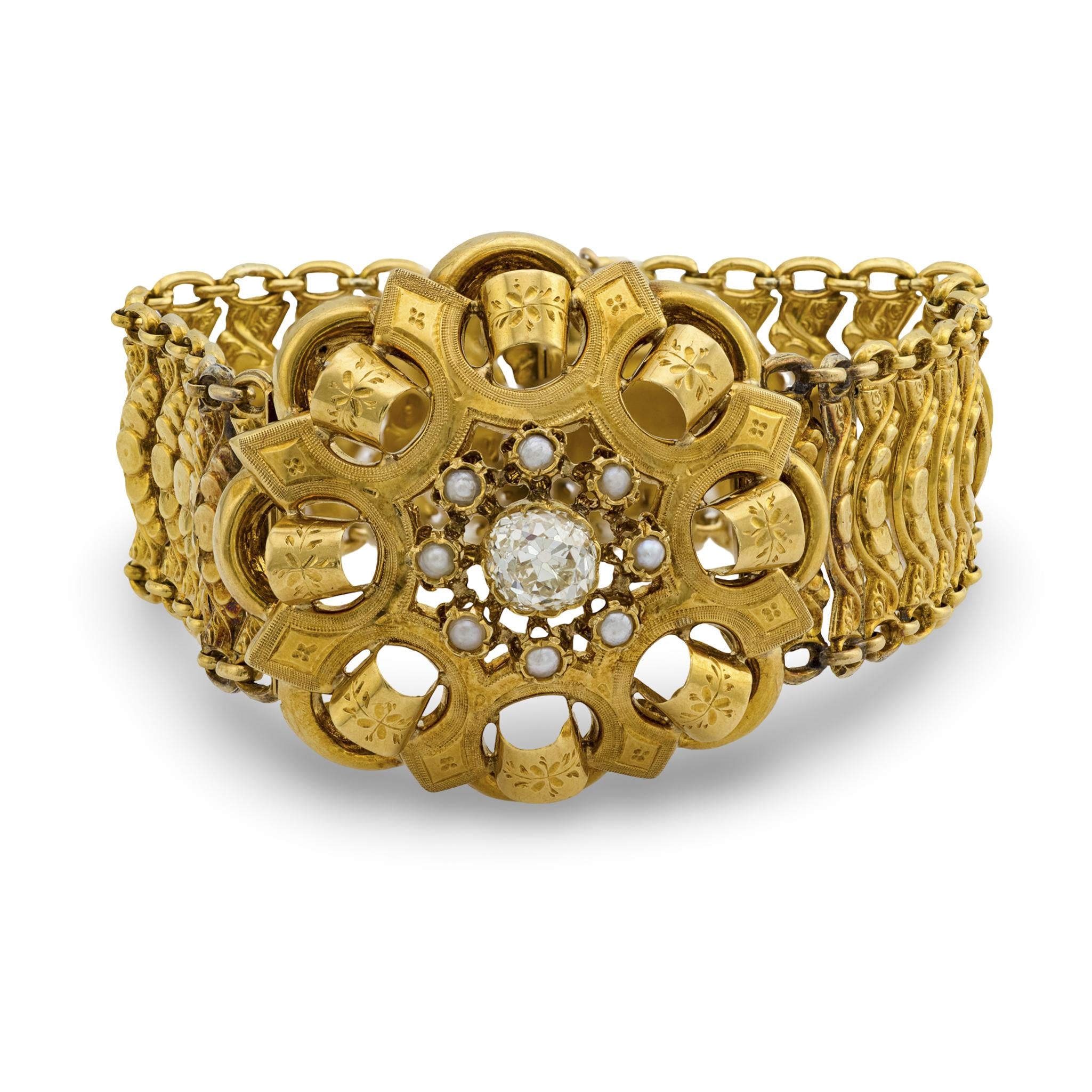 Victorian French 18k Diamond Bracelet