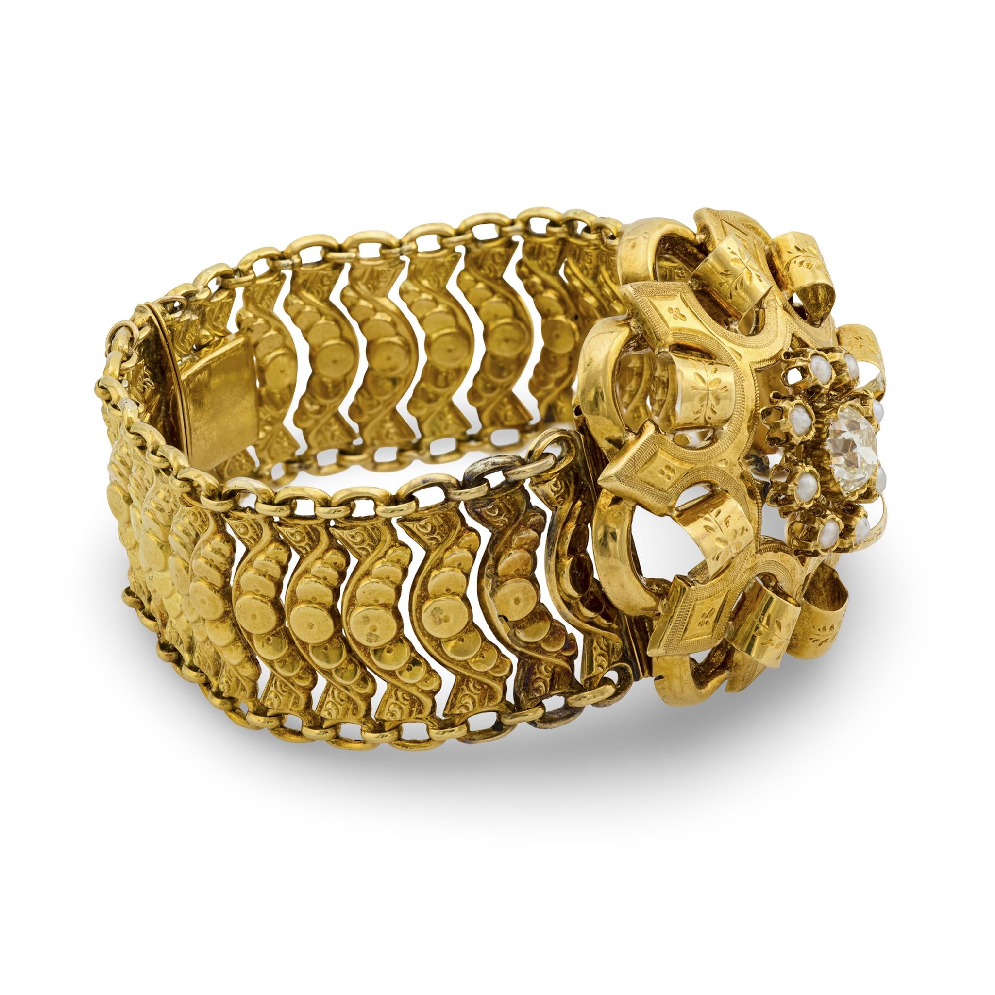 Victorian French 18k Diamond Bracelet