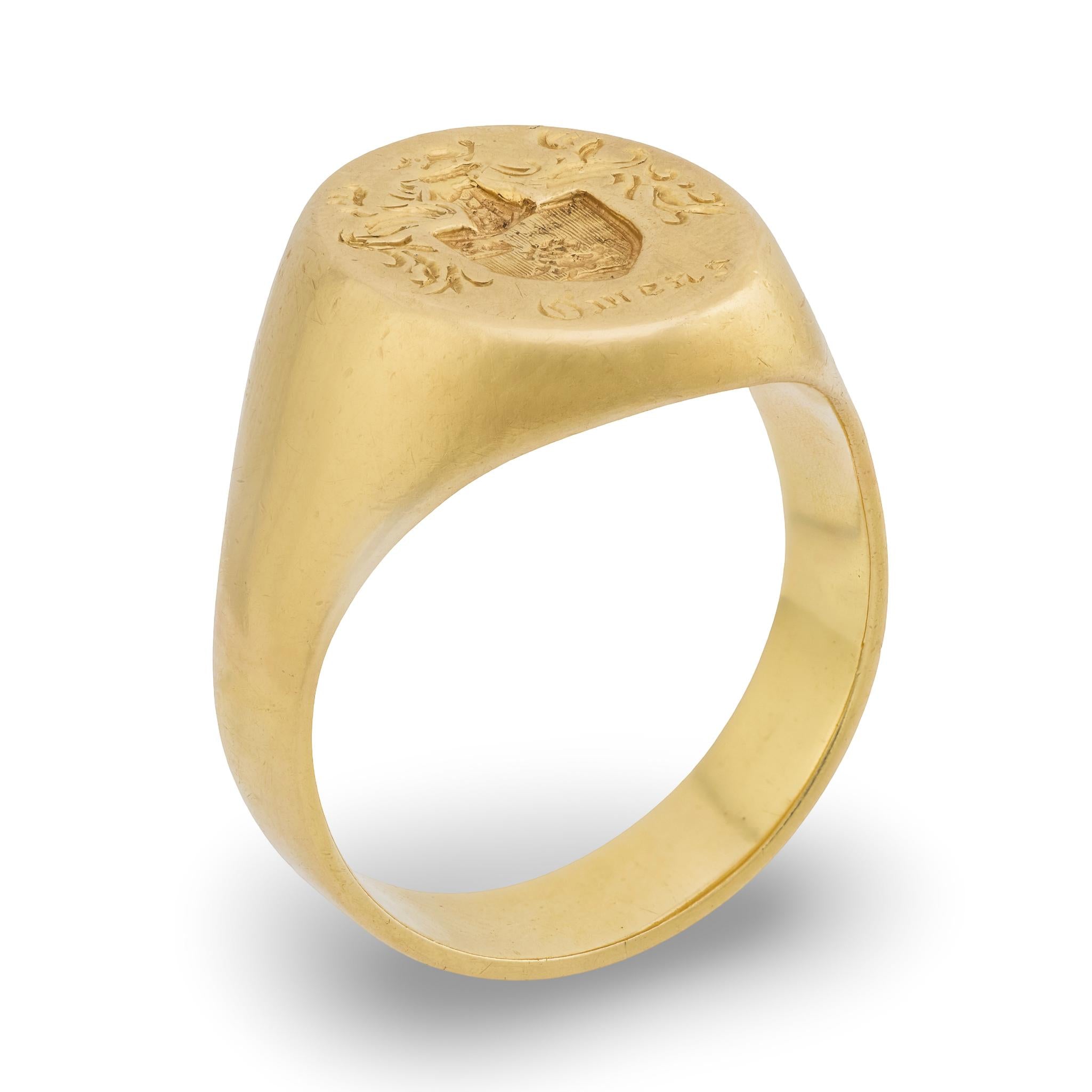 Victorian 18k Crest Signet Ring