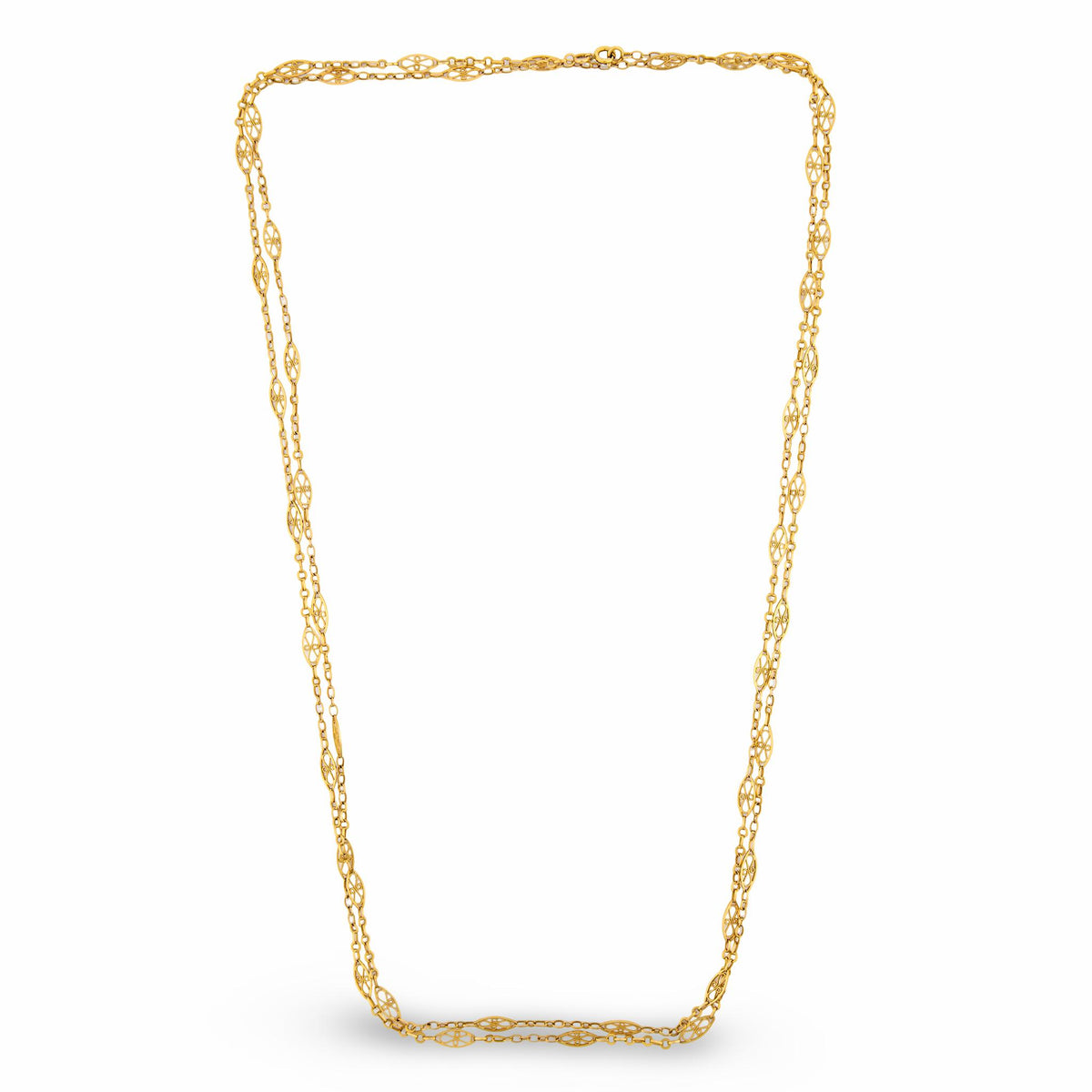 Art Nouveau French 18k Chain Necklace 61.5"