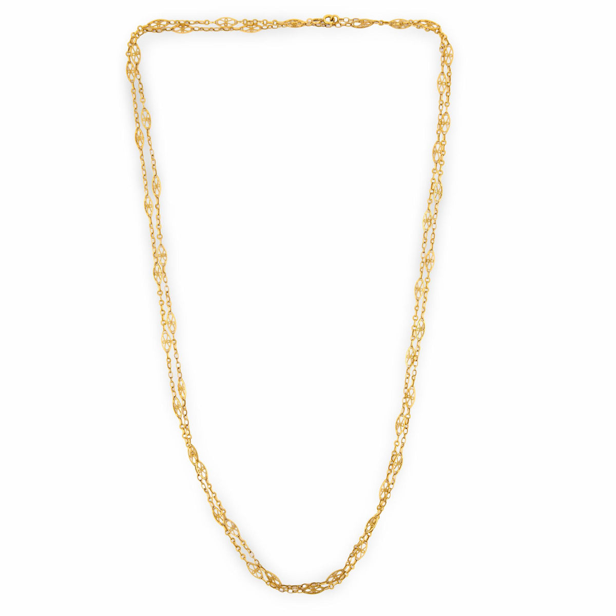Art Nouveau French 18k Chain Necklace 61.5"