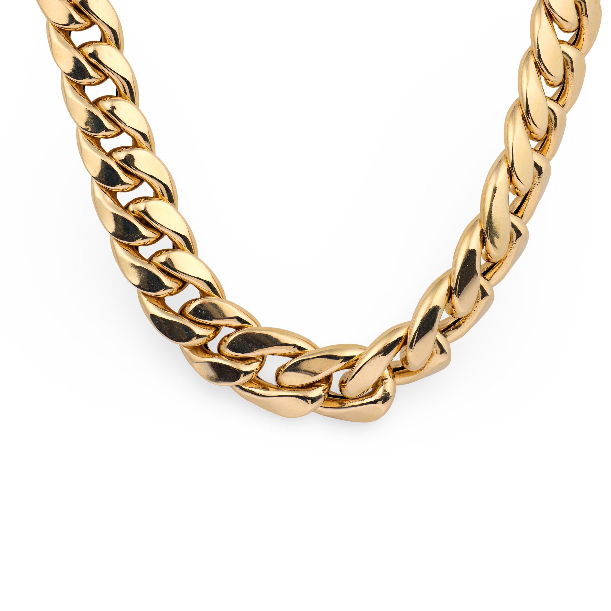 Estate Italian 18k Cuban Link Necklace 17"