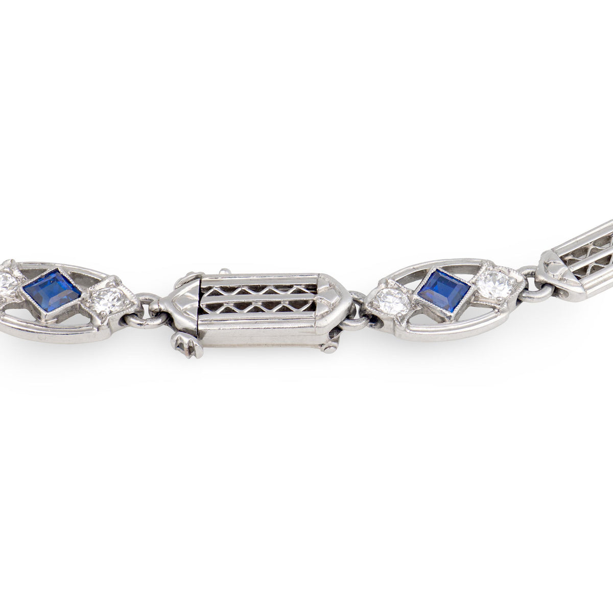 TIFFANY & CO. Art Deco Platinum Sapphire & Diamond Line Bracelet