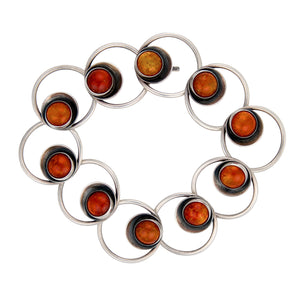N.E. FROM Vintage Danish Sterling Silver Amber Link Bracelet