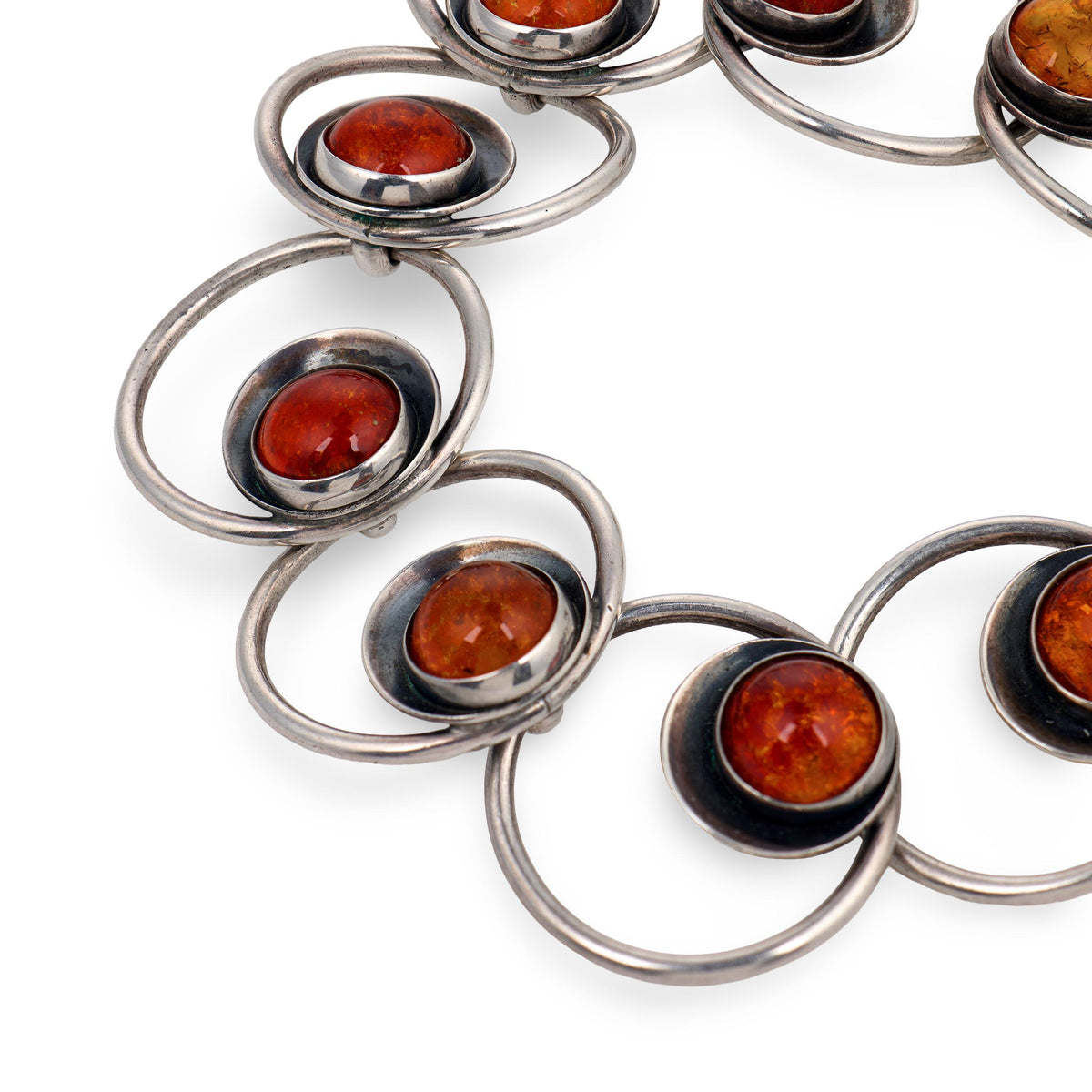 N.E. FROM Vintage Danish Sterling Silver Amber Link Bracelet