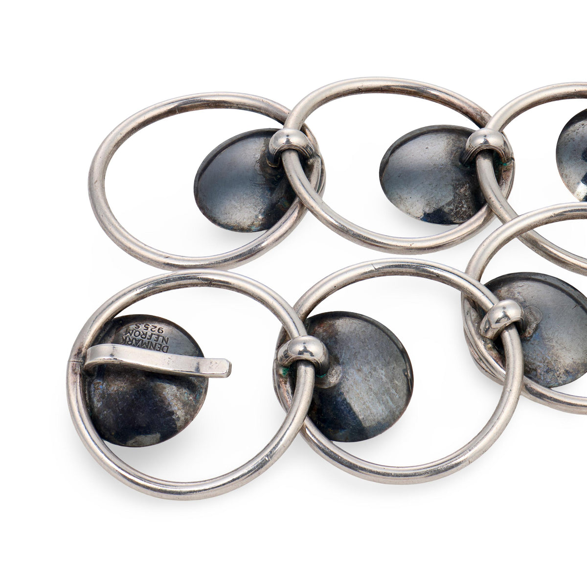 N.E. FROM Vintage Danish Sterling Silver Amber Link Bracelet