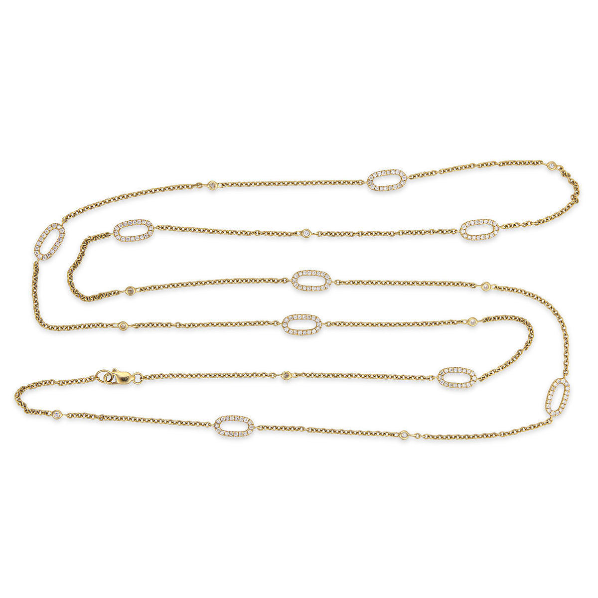Estate 14k Diamond Link Necklace 36"