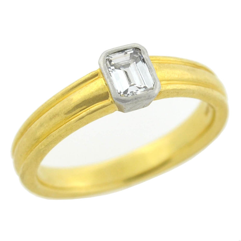 Estate English 18kt/Platinum Emerald Cut Diamond Ring