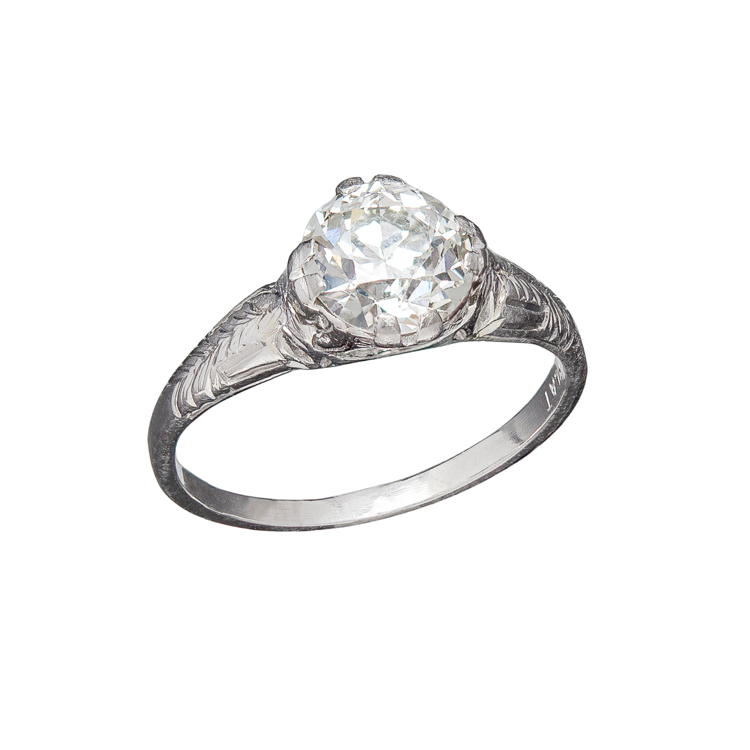 Art Deco Platinum Diamond Engagement Ring 1.51ct
