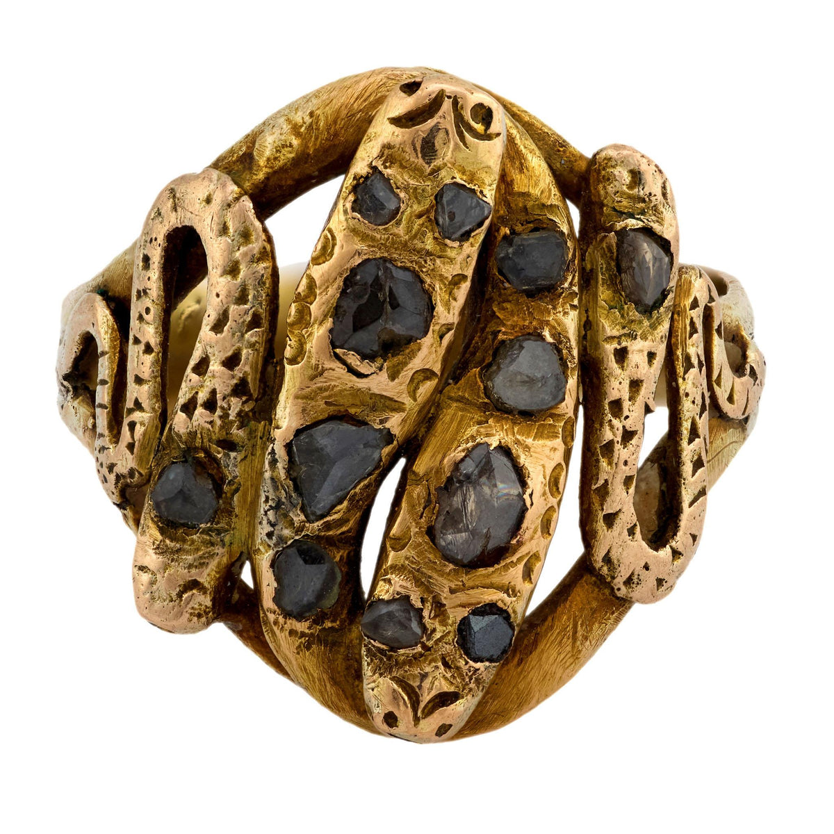 Victorian 14k Diamond Snake Ring