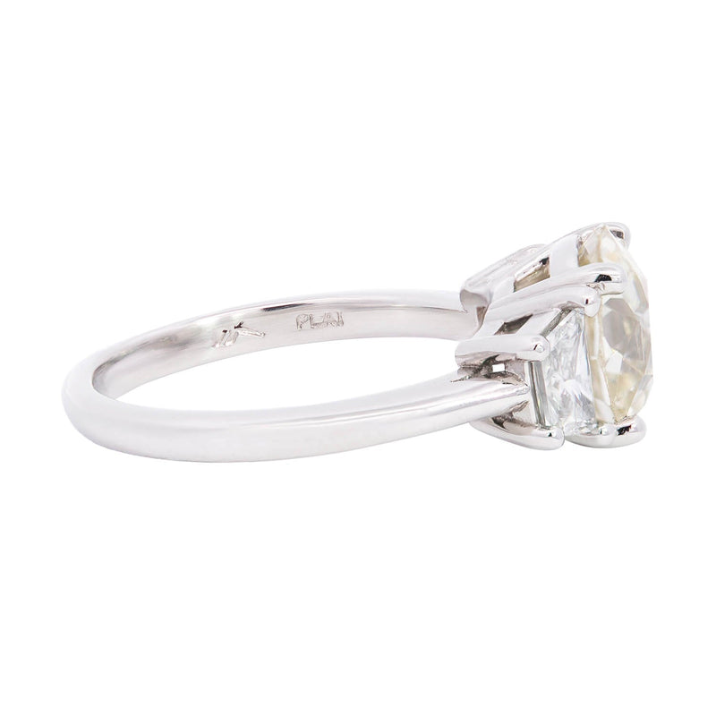 Estate Platinum Old Mine Cut Diamond Engagement Ring 3.02ctw center