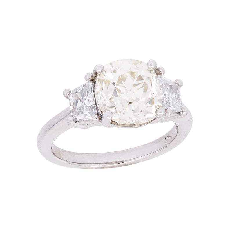 Estate Platinum Old Mine Cut Diamond Engagement Ring 3.02ctw center