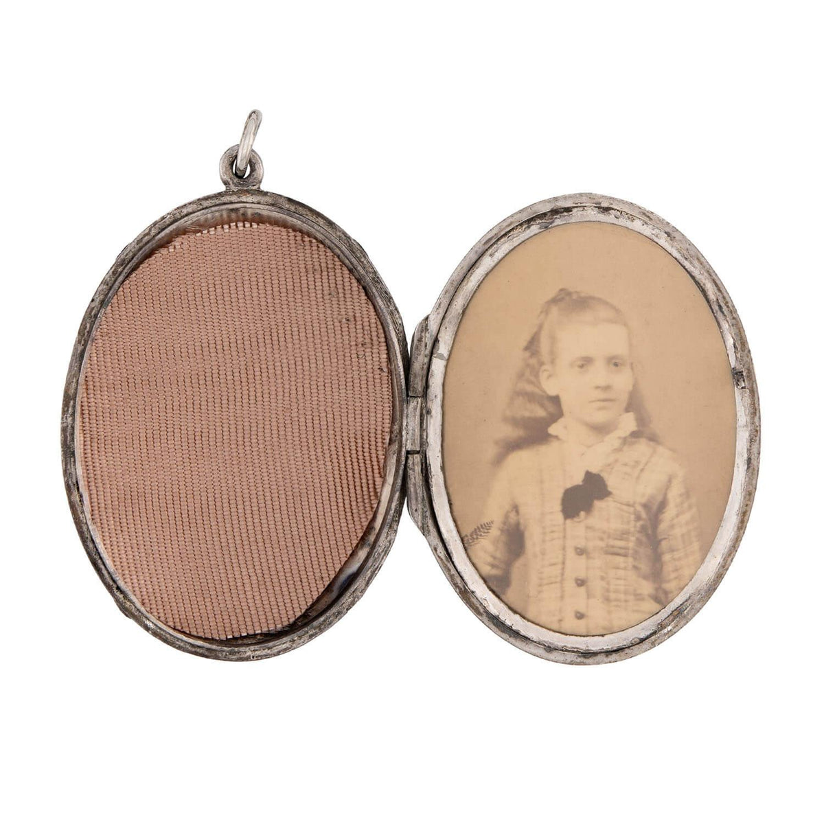 Victorian English Sterling Silver Book Chain Locket Necklace
