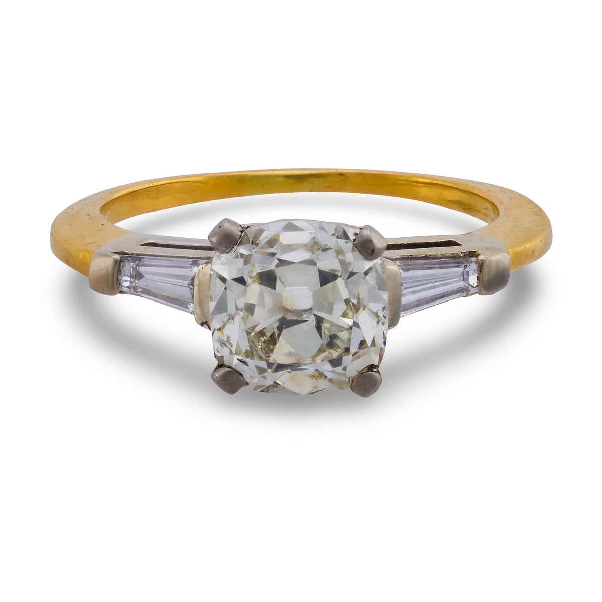 Art Deco 18k/Platinum GIA Diamond Engagement Ring 2.01ct