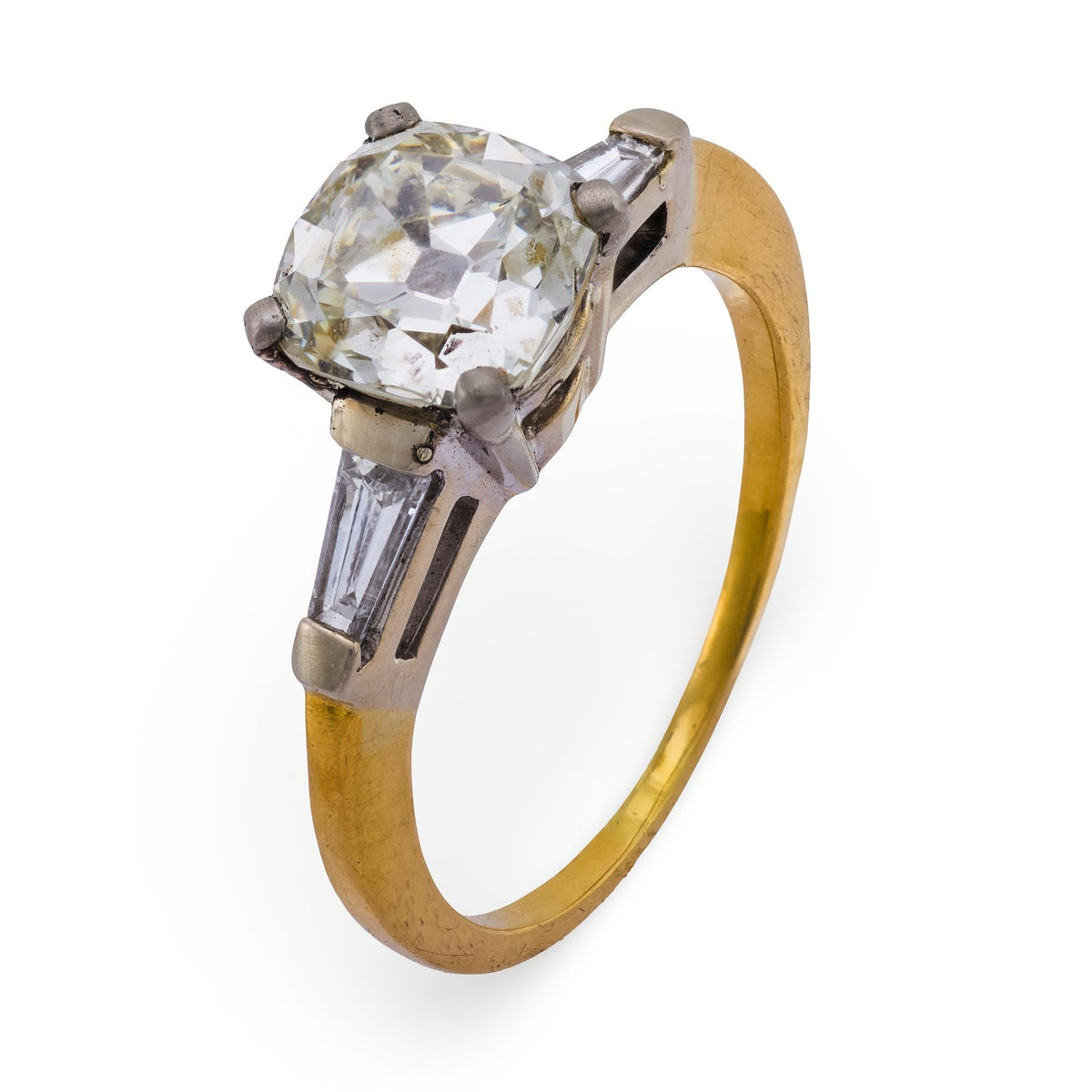Art Deco 18k/Platinum GIA Diamond Engagement Ring 2.01ct